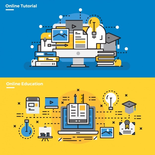 Kostenlose Vektor infografik-elemente über online-tutorials