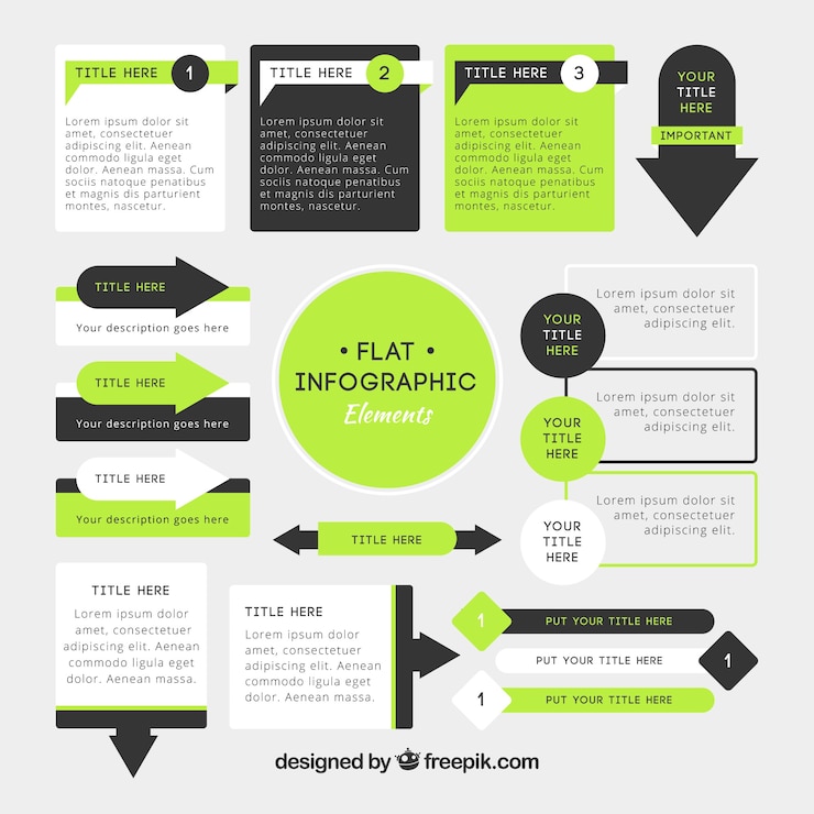 Kostenlose Vektor infografik-elementsammlung des flachen designs