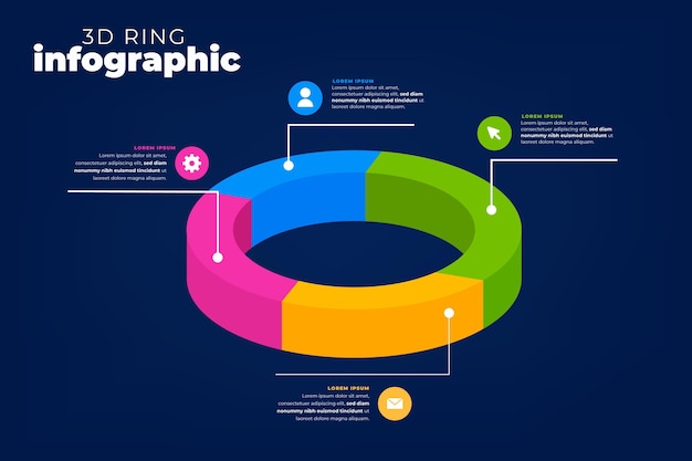 Kostenloser Vektor infografik-konzept des 3d-rings