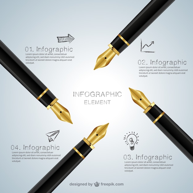 Kostenloser Vektor infografik mit brunnen stift