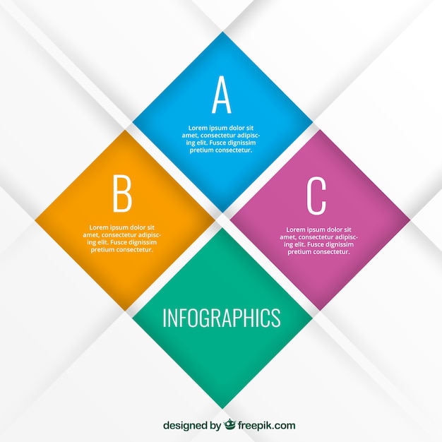 Kostenloser Vektor infografik mit bunten quadraten