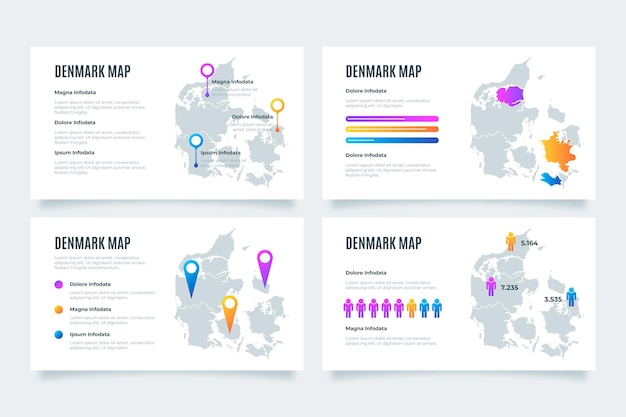 Kostenloser Vektor infografik mit gradienten-dänemark-karte