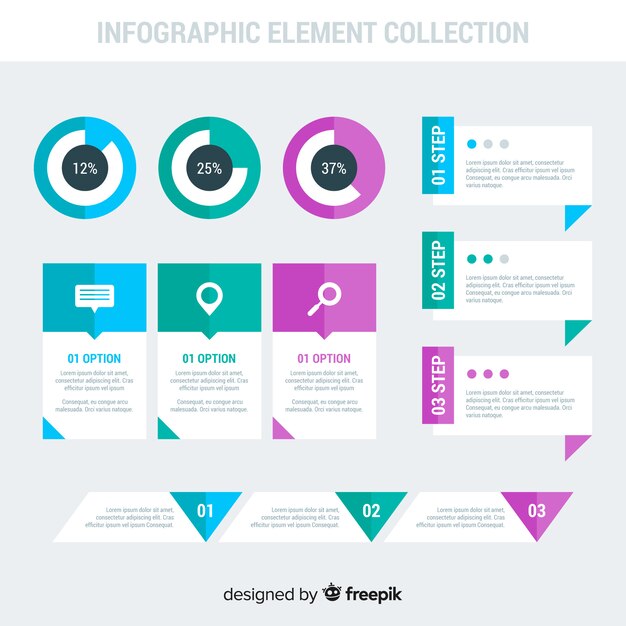 Infografik mit Schritt und Optionen