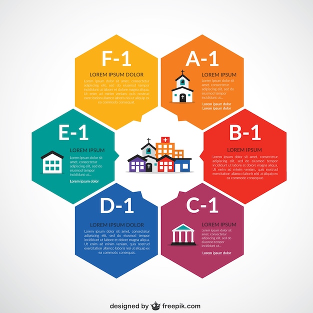 Kostenloser Vektor infografik mit sechsecken