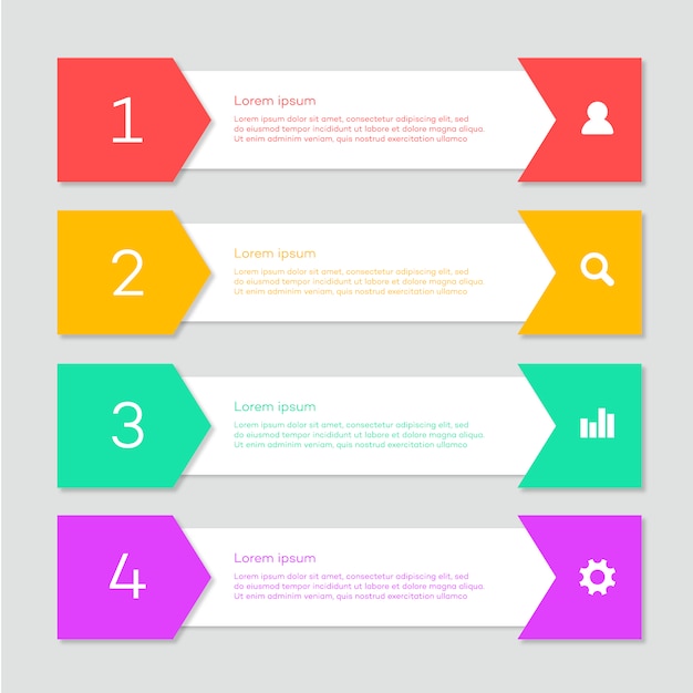 Kostenloser Vektor infografik mit stufen und farbe