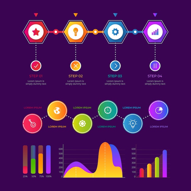 Infografik mit verlaufsdesign mit statistiken