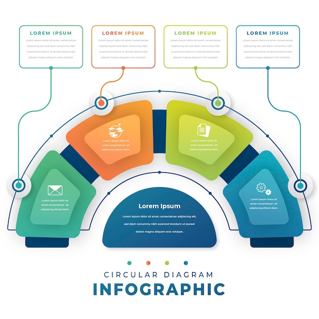 Infografik mit verlaufskreisdiagramm