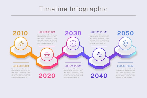 Kostenloser Vektor infografik mit verlaufszeitleiste in verschiedenen farben