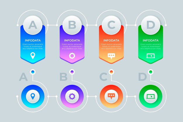 Kostenloser Vektor infografik-sammlung mit farbverlauf