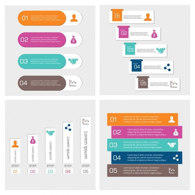 Infografik schritt banner set