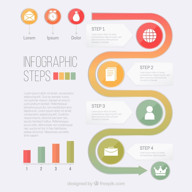 Kostenloser Vektor infografik schritte im flachen design