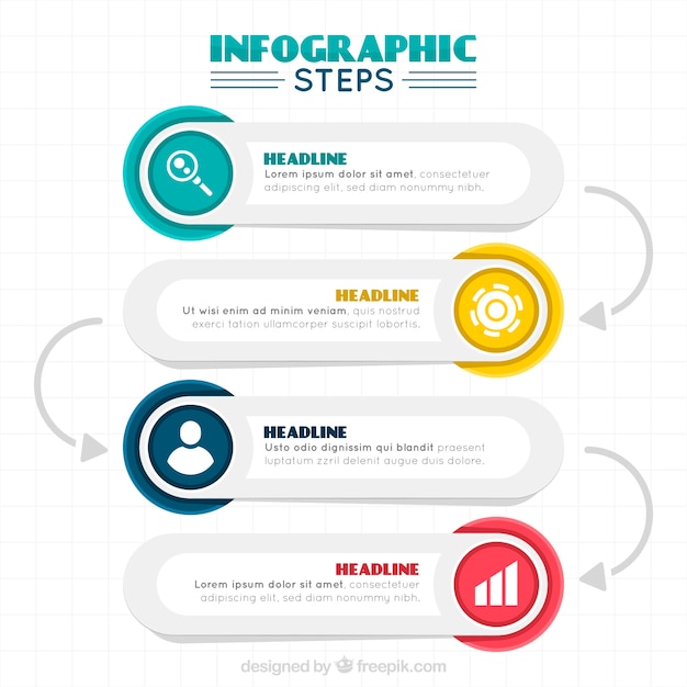 Infografik schritte im flachen design