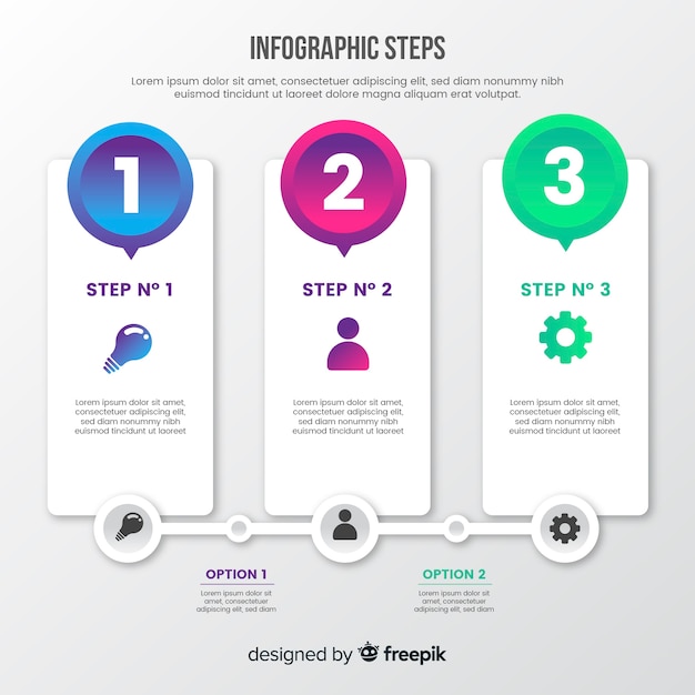 Kostenloser Vektor infografik-schritte-konzept im flachen stil