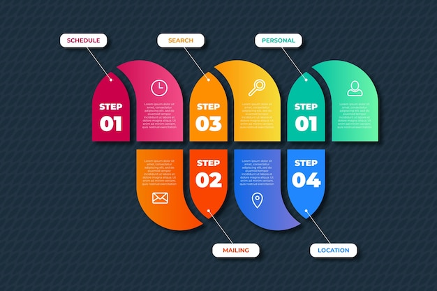 Kostenloser Vektor infografik-schritte mit farbverlauf