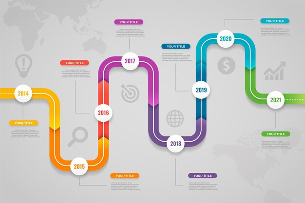 Infografik-Timeline-Design mit Farbverlauf