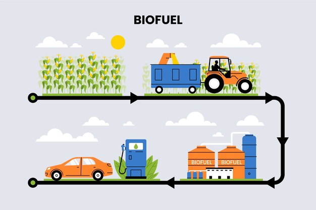 Infografik-Vorlage für Biokraftstoffe im flachen Design