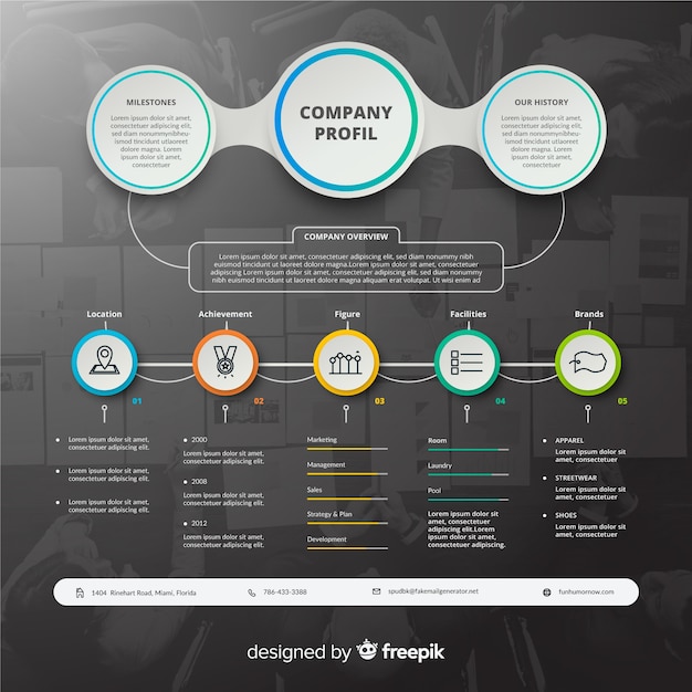 Kostenloser Vektor infografik-vorlage für das geschäft mit foto