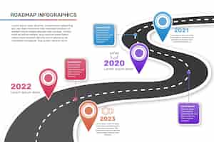 Kostenloser Vektor infografik-vorlage für eine flache roadmap