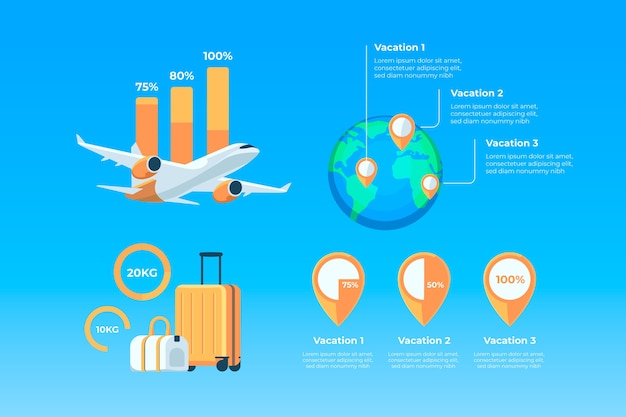 Infografik-Vorlage für flache Reisebüros