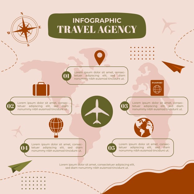 Infografik-Vorlage für flache Reisebüros