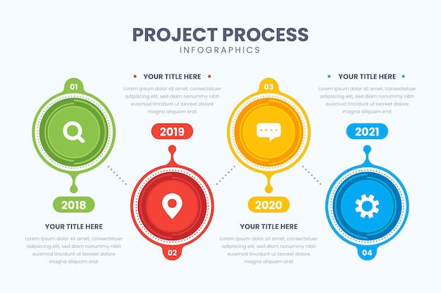 Kostenloser Vektor infografik-vorlage für flachen prozess process