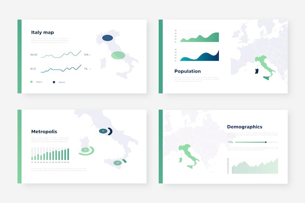 Kostenloser Vektor infografik-vorlage für isometrische italienkarte