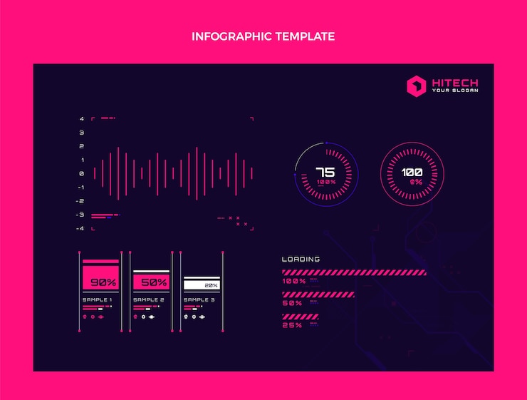 Kostenlose Vektor infografik-vorlage mit minimaler technologie des flachen designs
