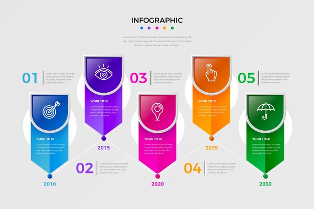 Infografik-Zeitleiste mit Farbverlauf