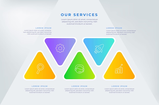 Kostenloser Vektor infografik zu unseren dienstleistungen