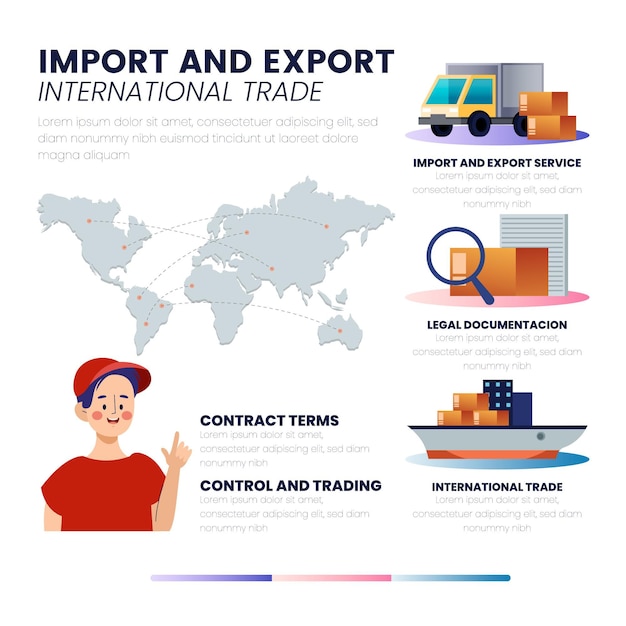 Kostenloser Vektor infografik zum import und export von farbverläufen