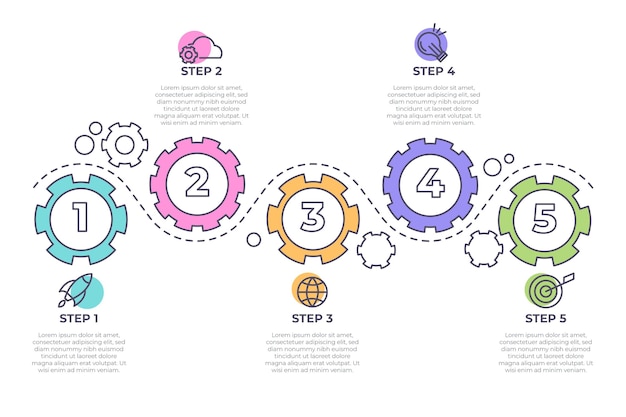 Kostenloser Vektor infografik zum linearen flachen prozess
