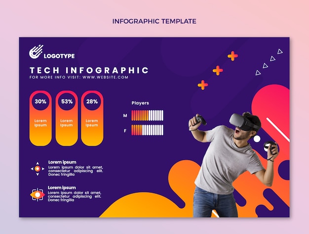 Infografik zur abstrakten technologie mit farbverlauf