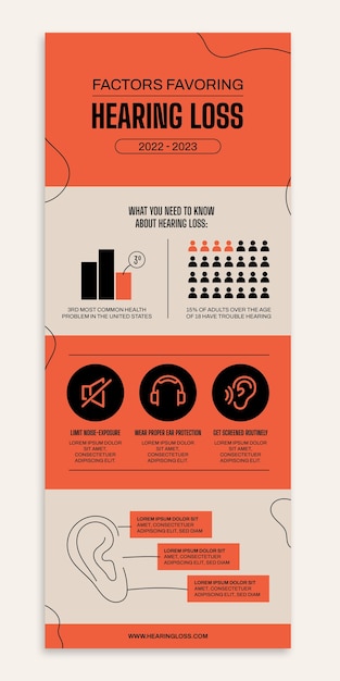 Kostenloser Vektor infografik zur modernen duotone-hörverlustprävention