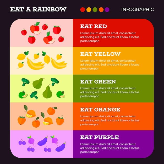 Infografiken essen eine regenbogenschablone