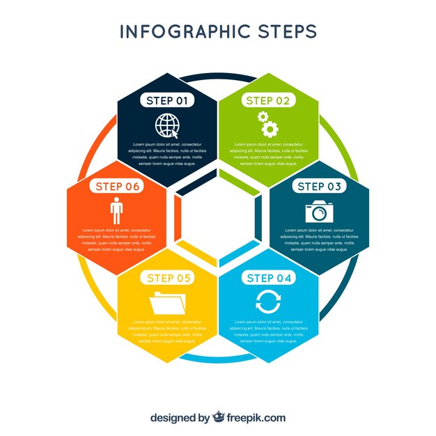 Kostenloser Vektor infografiken mit schritten im flachen design