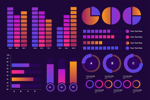 Infografiken Sci Fi isoliert auf transparentem futuristischem Hintergrund. Abstrakte Zukunftskonzept Wissenschaft virtueller grafischer Interface-Bildschirm mit farbiger Infografik digitaler Illustration.