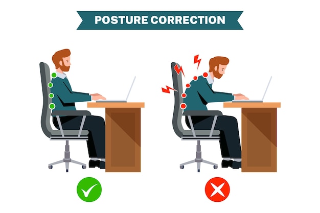 Kostenloser Vektor infografiken zur korrektur der flachen haltung