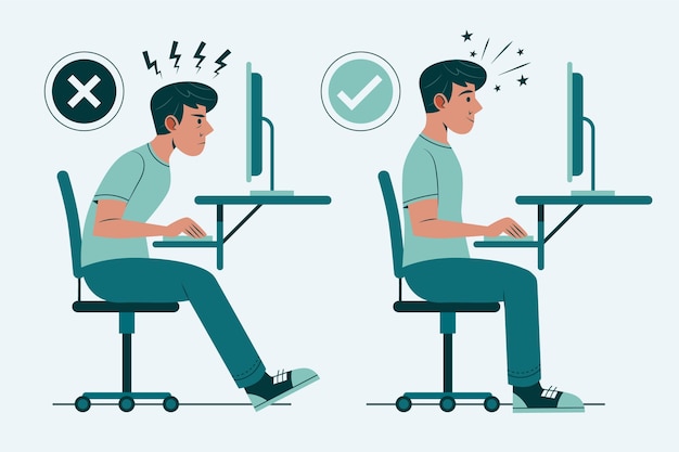 Kostenloser Vektor infografiken zur korrektur der flachen körperhaltung