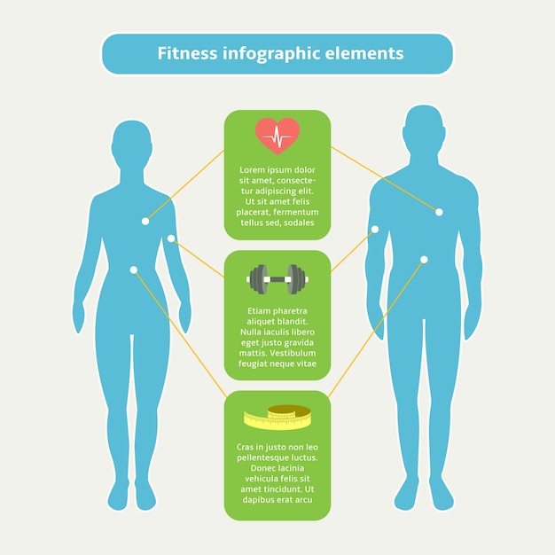 Kostenloser Vektor infografische elemente der fitness-sport und gesundheitswesen vektor-illustration