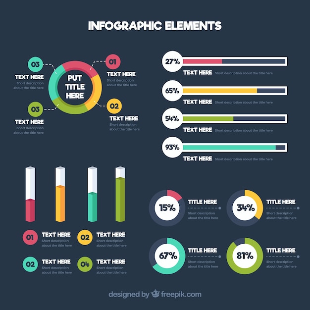 Kostenloser Vektor infografische elemente mit verschiedenen farben