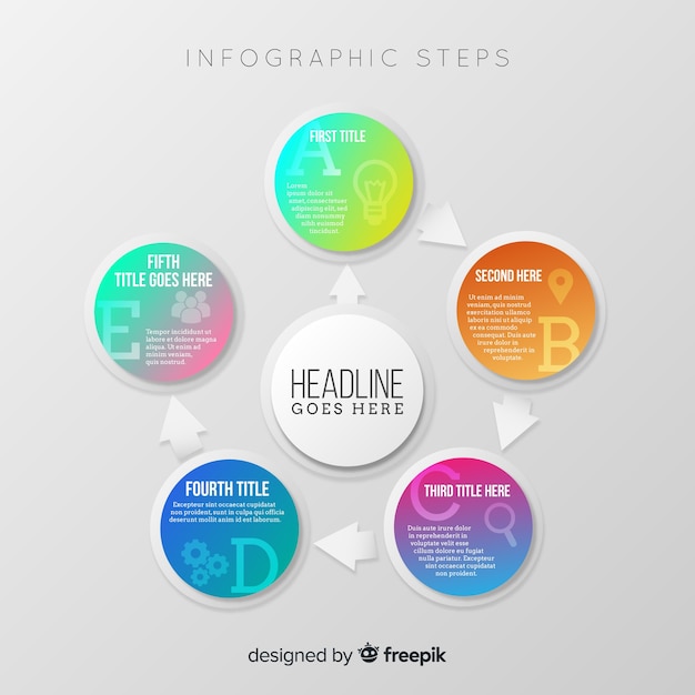 Infografische schritte mit farbverlauf