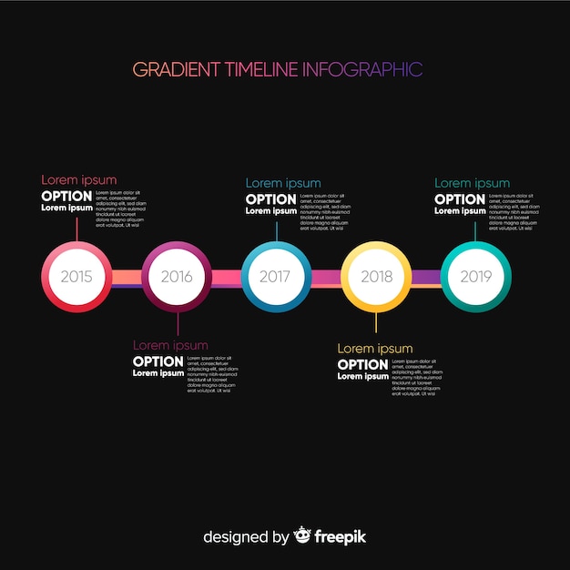 Kostenloser Vektor infografische zeitleiste mit farbverlauf