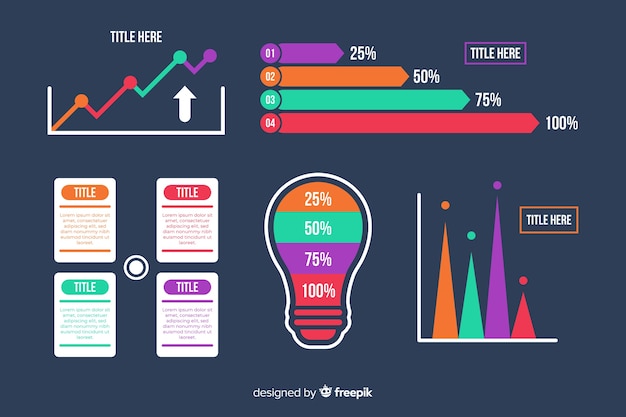 Kostenloser Vektor infographic elementsammlung der flachen steigung