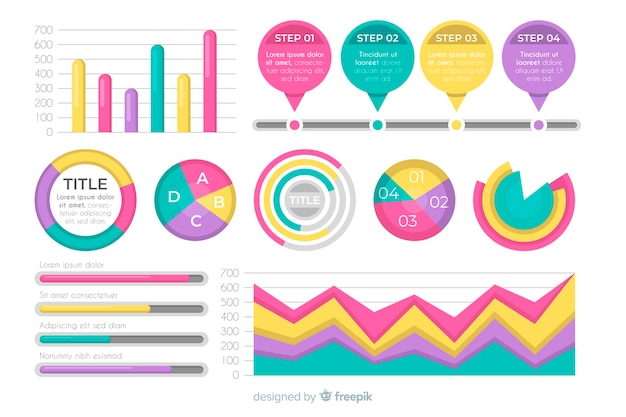 Kostenloser Vektor infographic elementsammlung des flachen designs