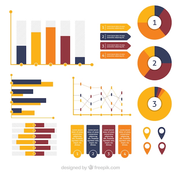 Kostenloser Vektor infographic elementsammlung im flachen design