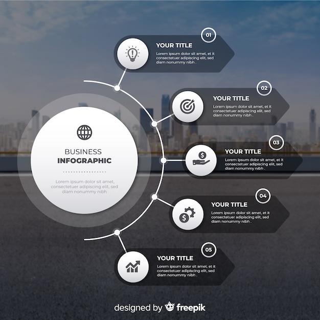 Infographic flaches Design des Geschäfts mit Foto