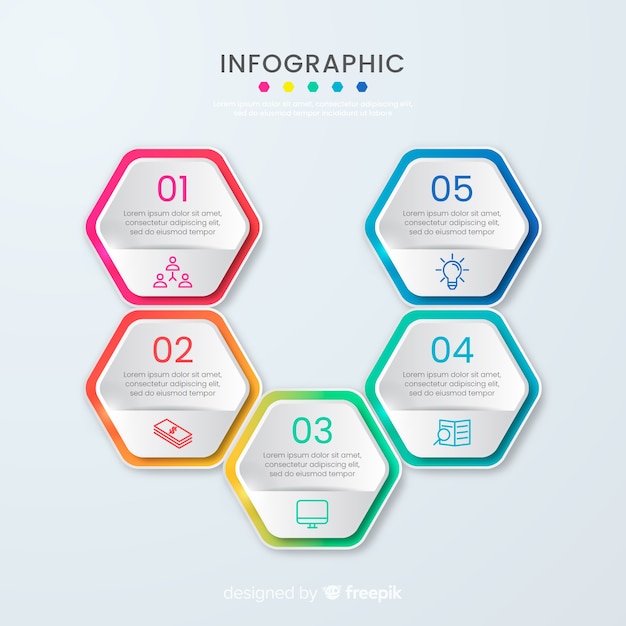 Infographic schablone der präsentationsgeschäfts-bienenwabe