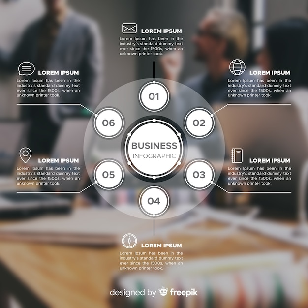 Infographic Schablone des Geschäfts mit Foto