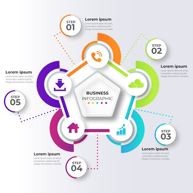Kostenloser Vektor infographic schritte der bunten steigung
