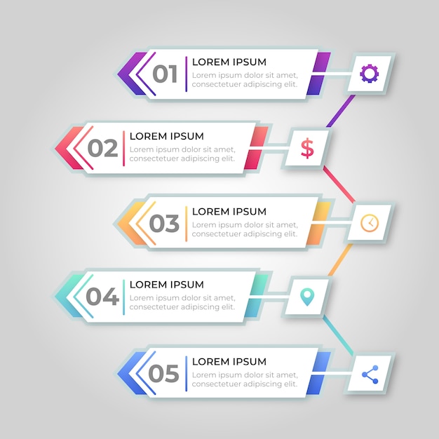 Infographic schritte der bunten steigung